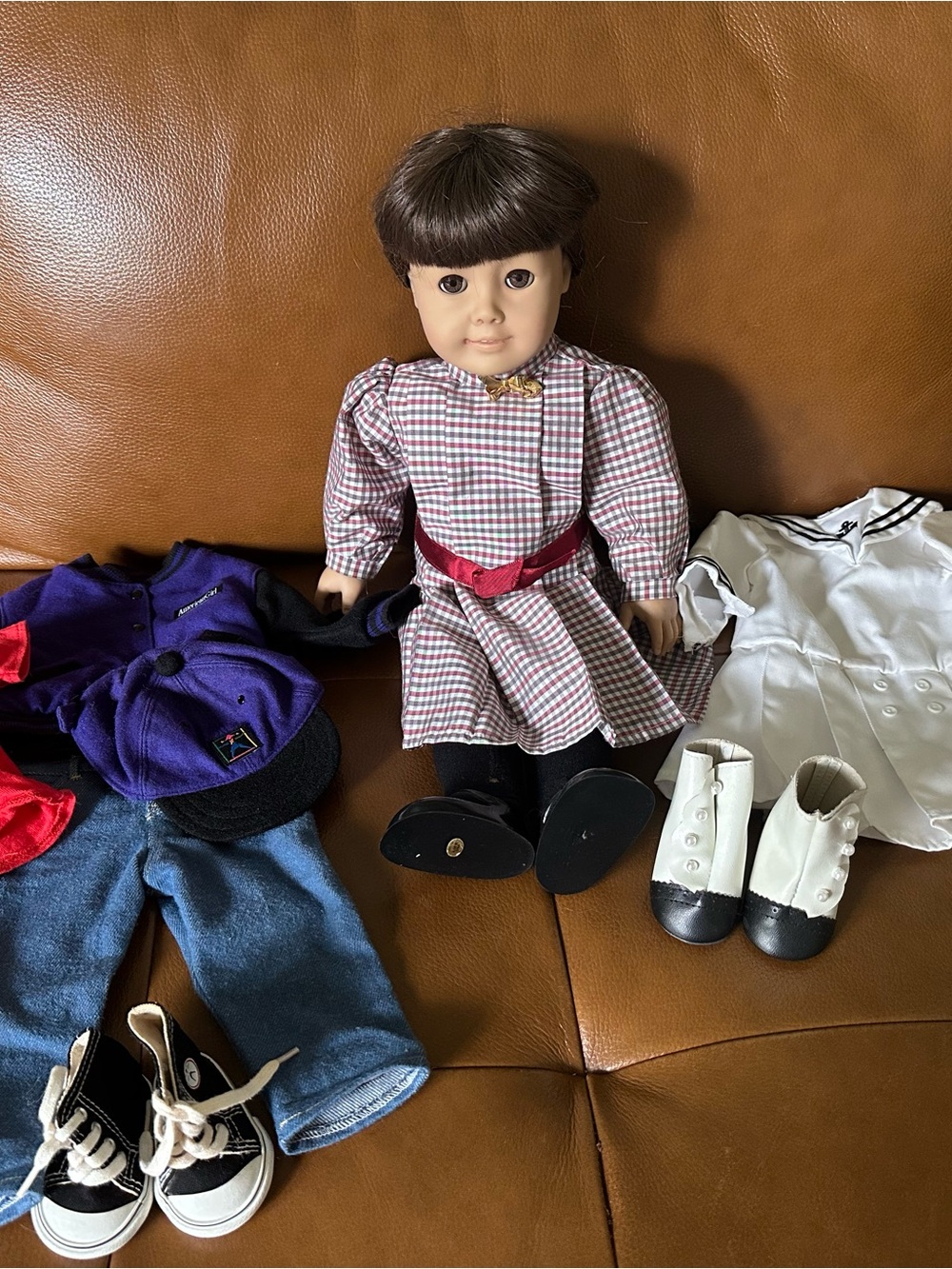 American Girl Samantha Doll with Original Red Gingham Dress, Two Extra Outfits